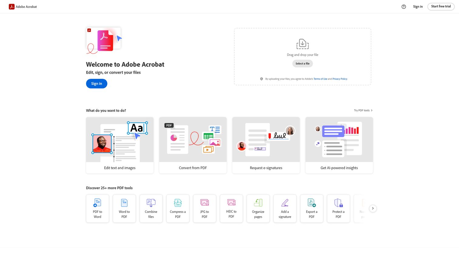Adobe Acrobat Pro homepage