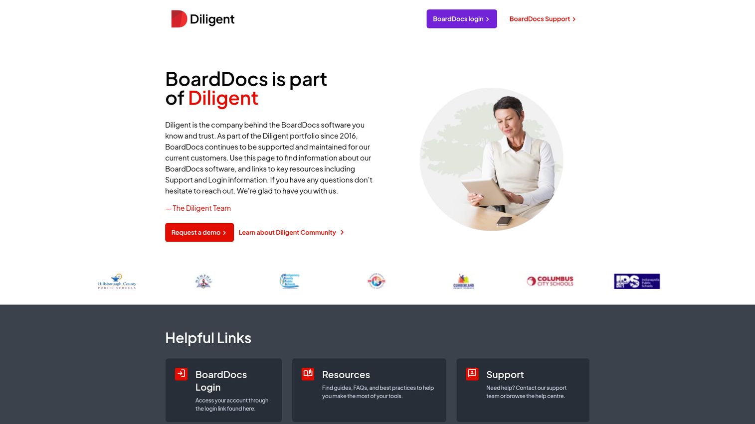 BoardDocs homepage