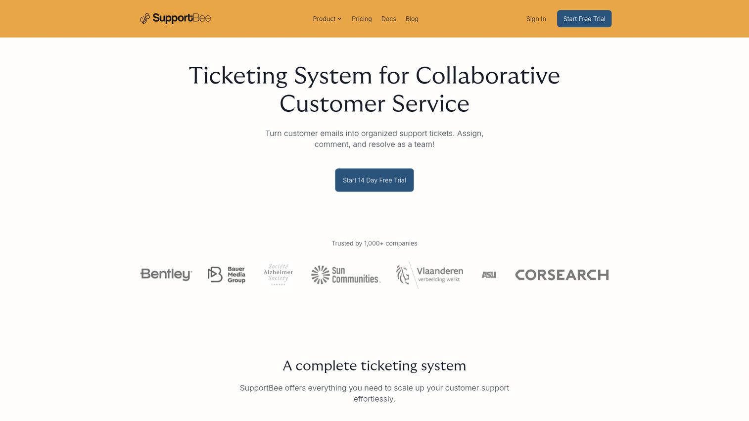 SupportBee homepage