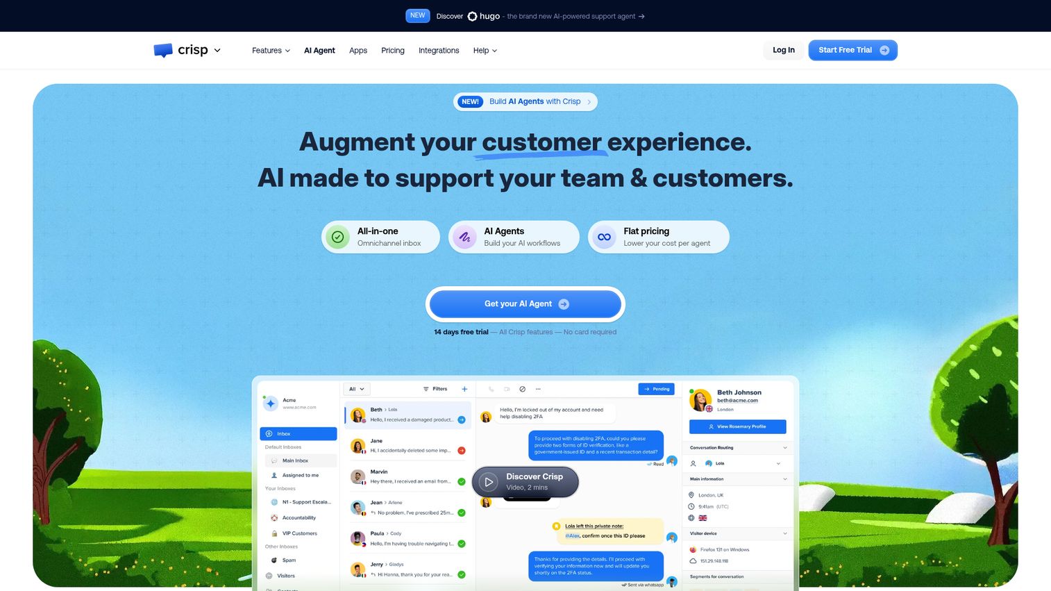 Crisp homepage
