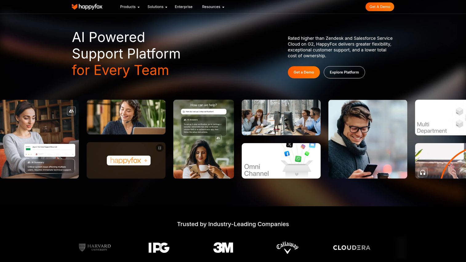 HappyFox homepage