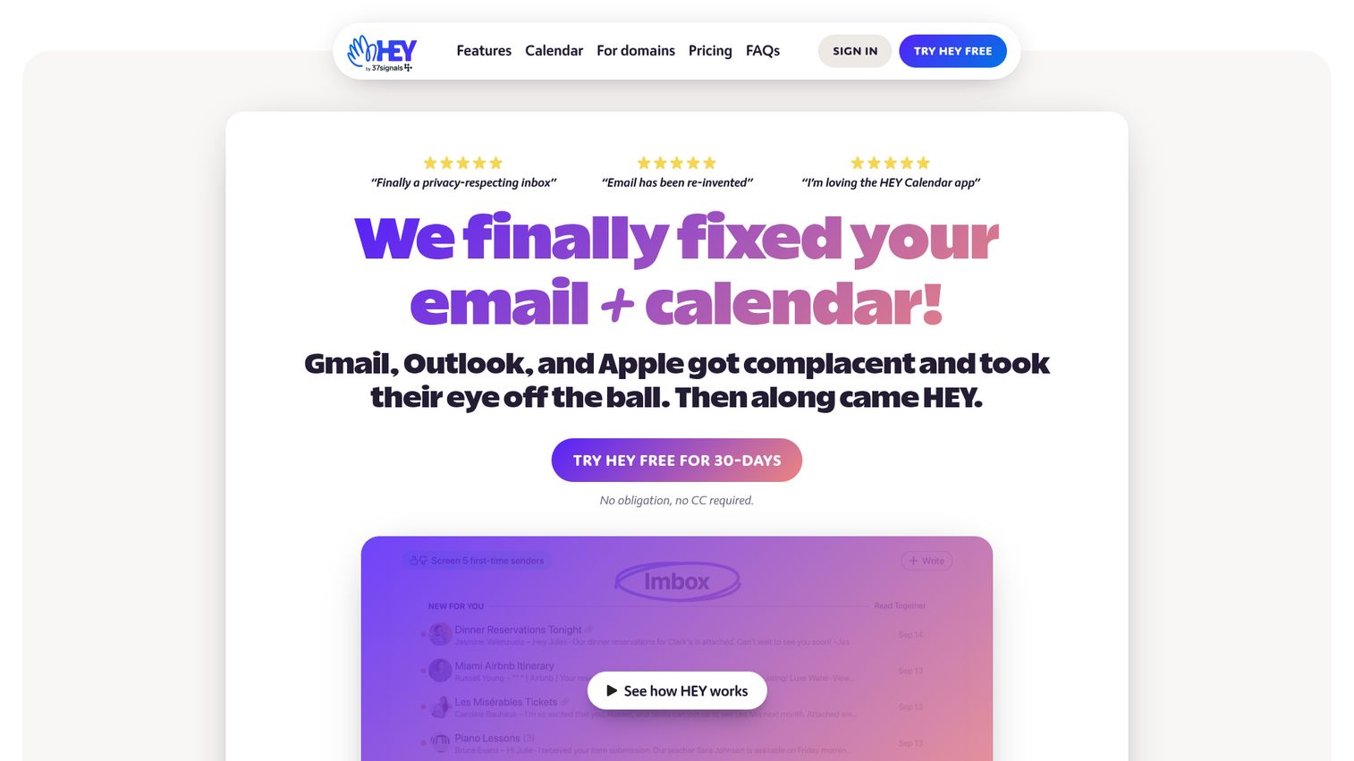 Hey homepage