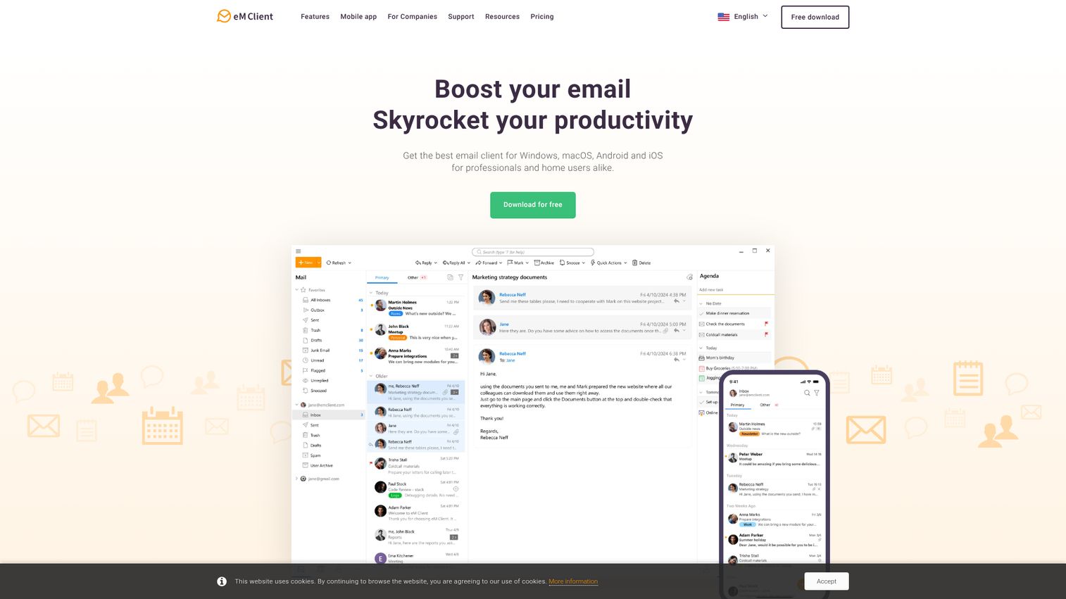 eM Client homepage