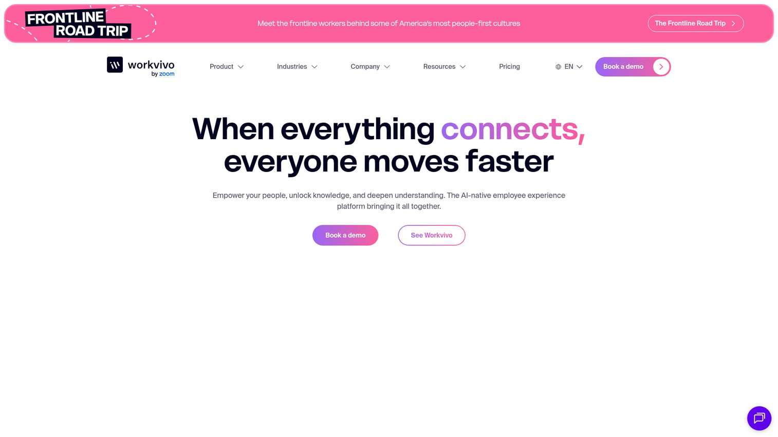 Workvivo homepage