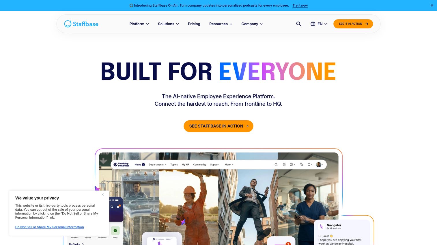 Staffbase homepage