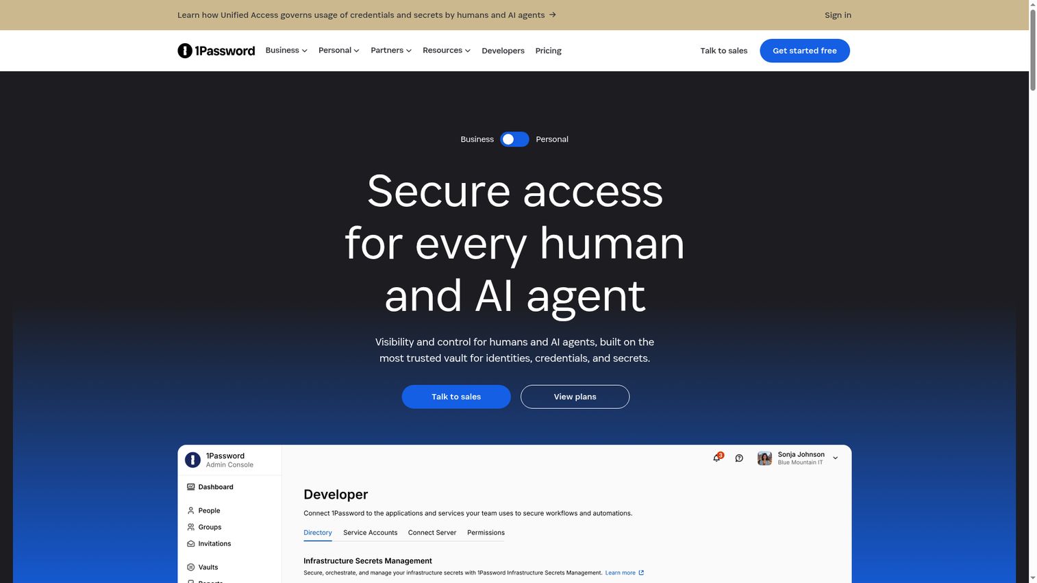 1Password homepage