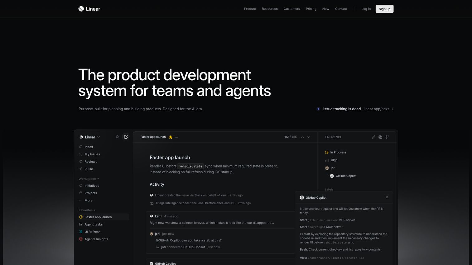 Linear homepage