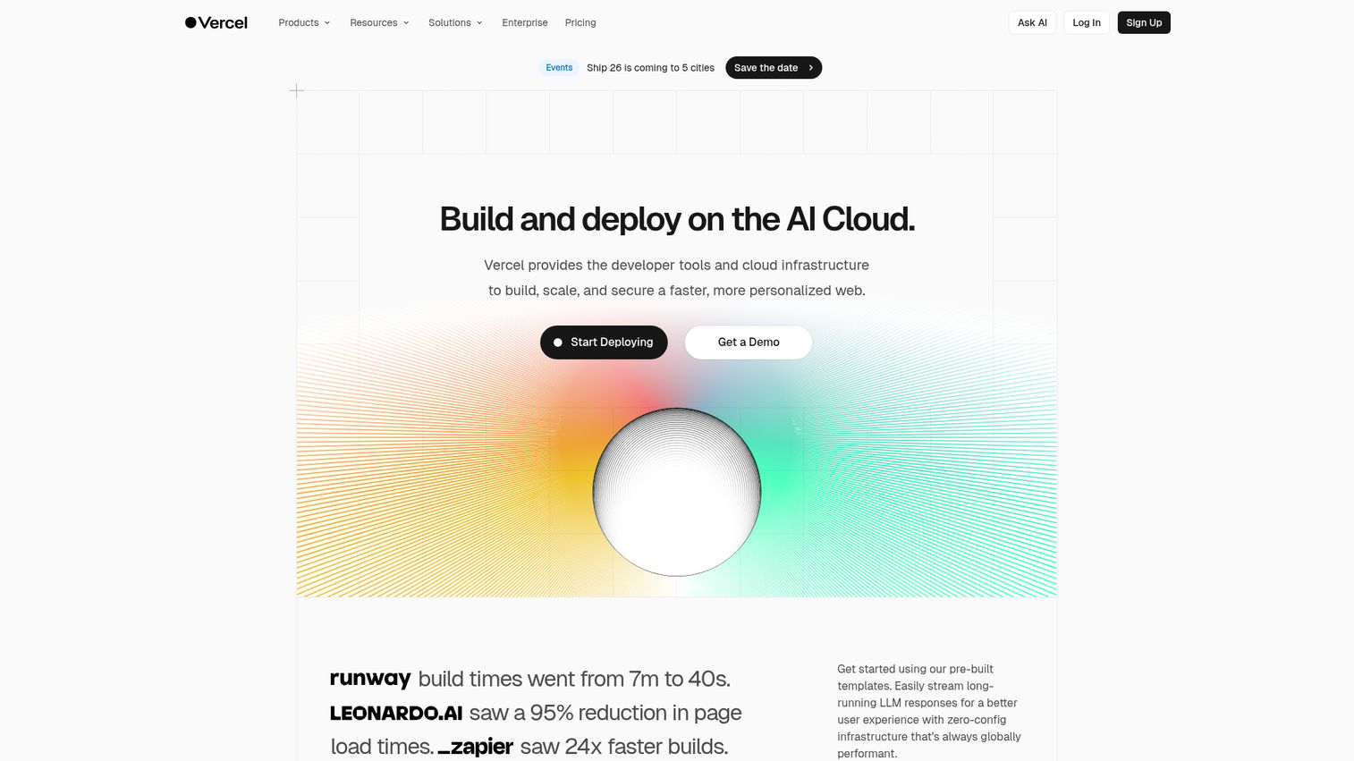 Vercel homepage