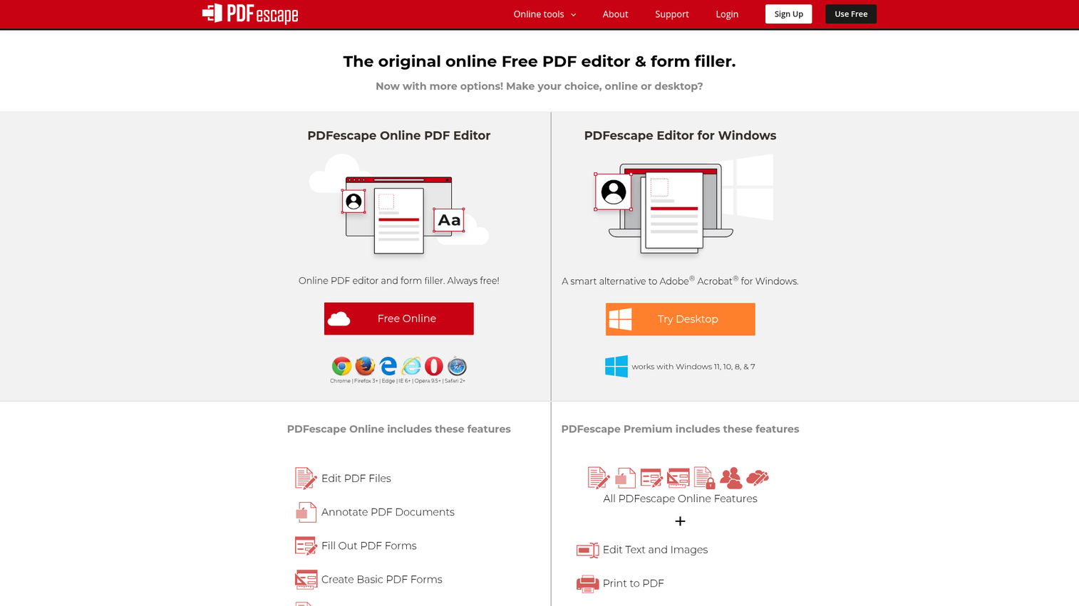 PDFescape homepage