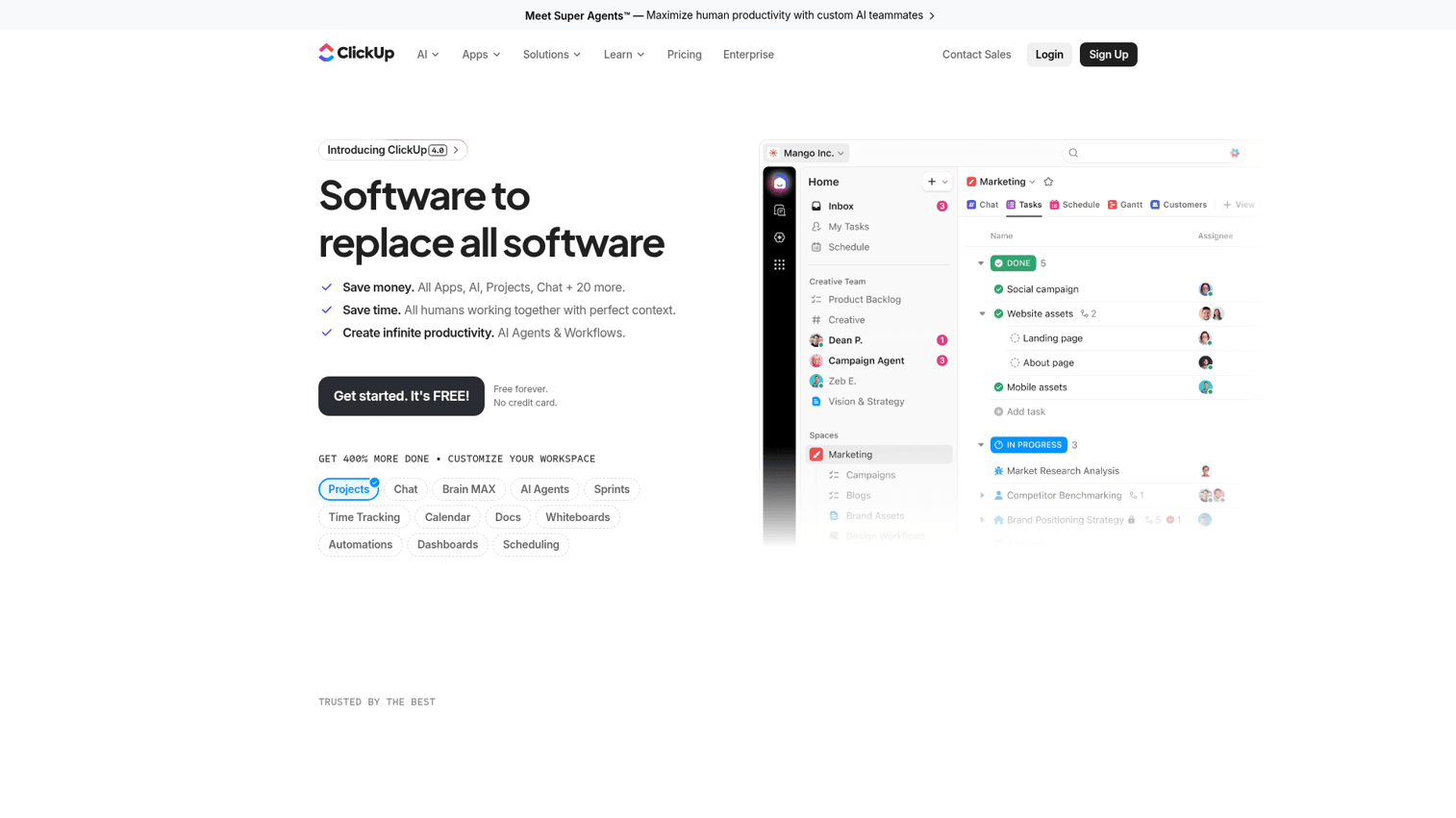 ClickUp homepage