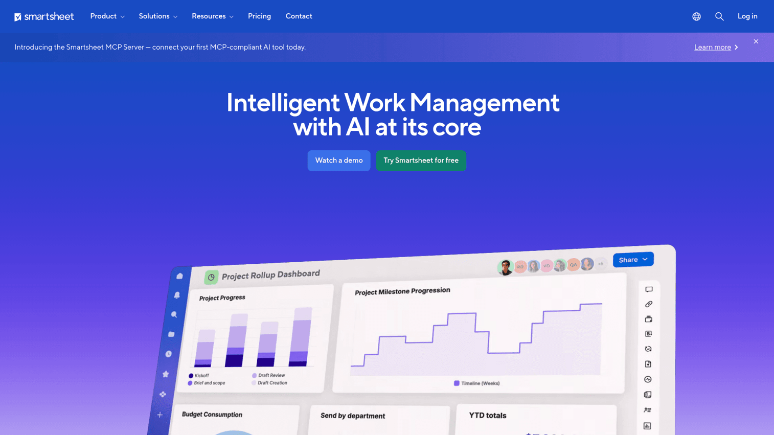 Smartsheet homepage