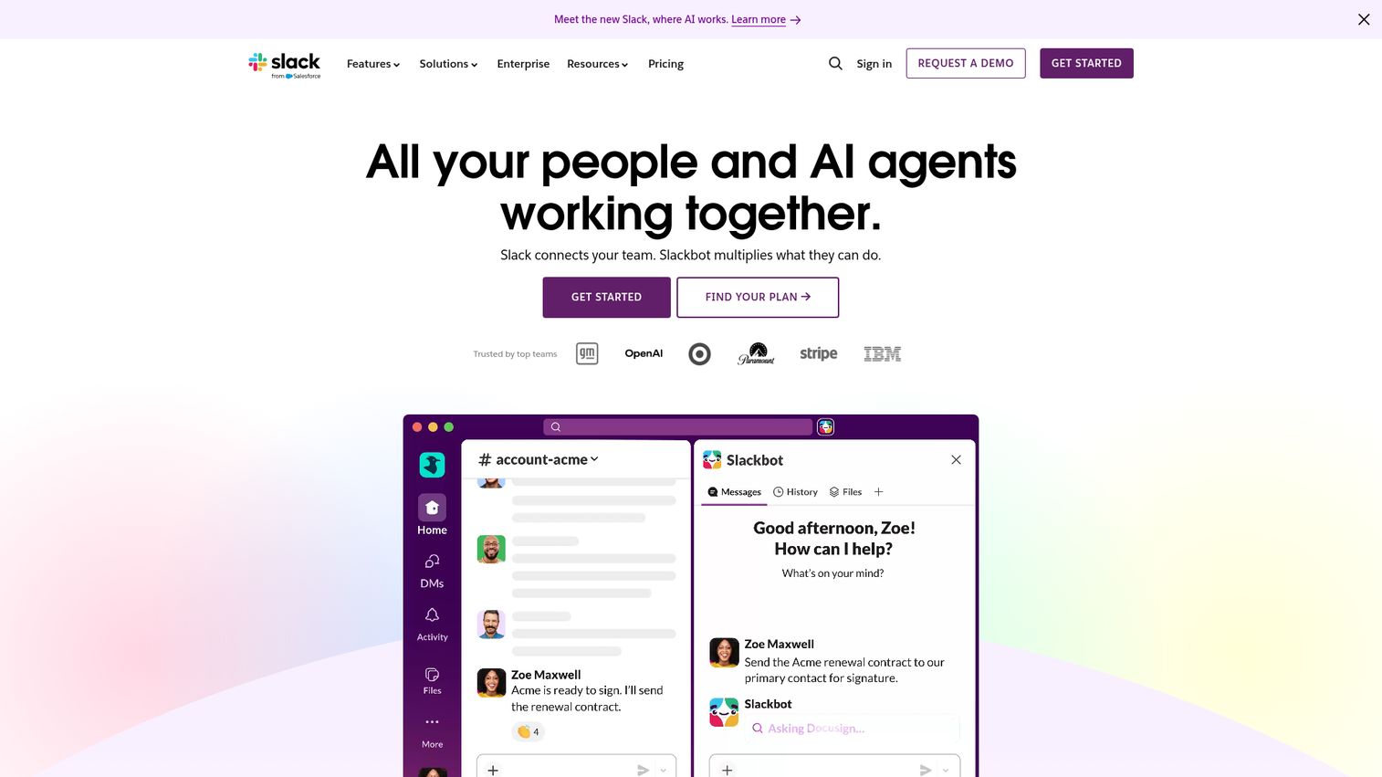 Slack homepage