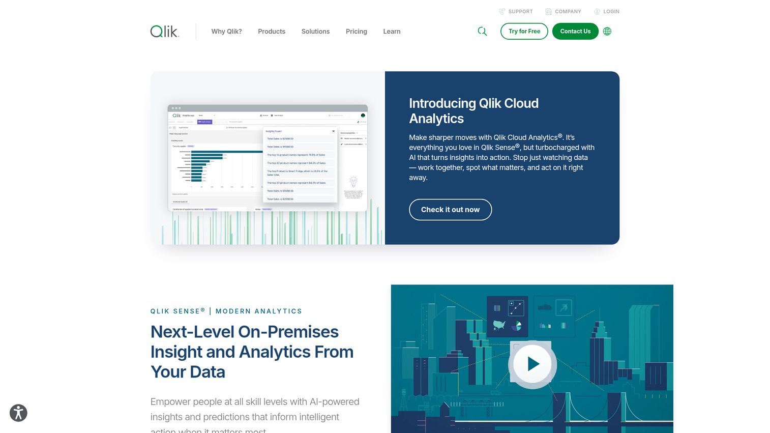 Qlik Sense homepage