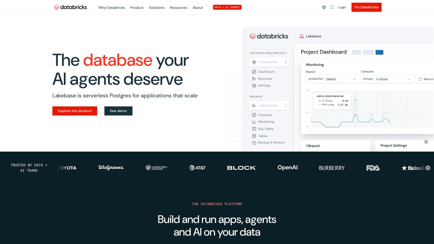 Databricks homepage