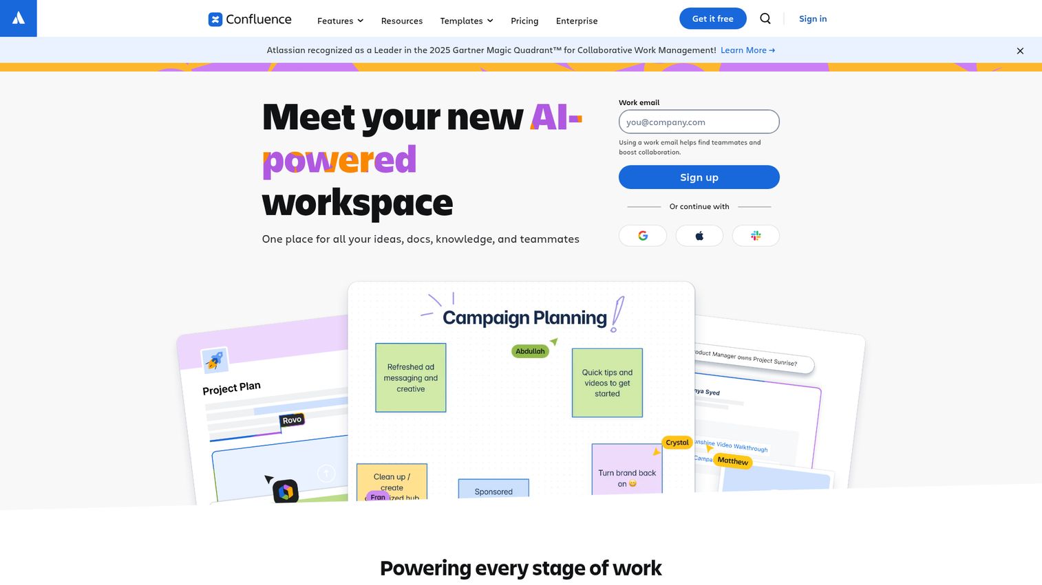 Confluence homepage