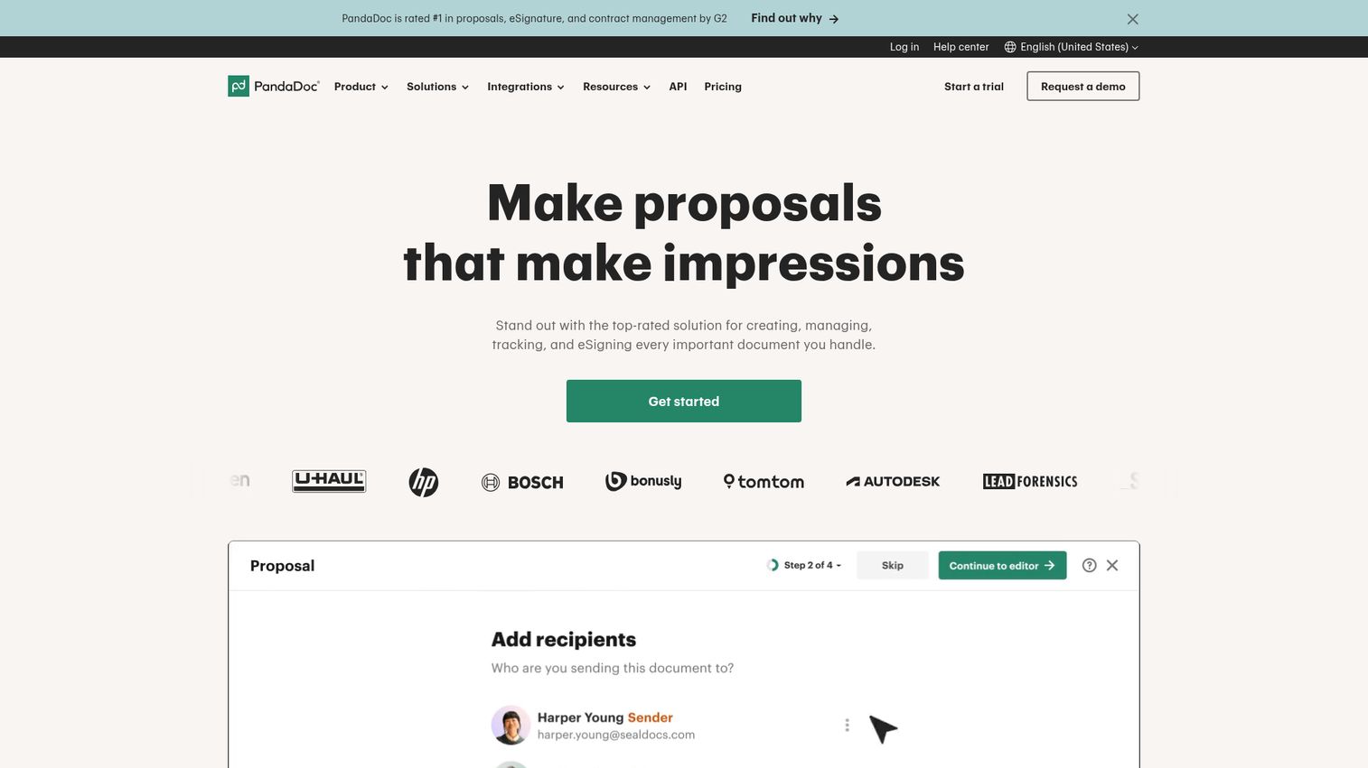 PandaDoc homepage