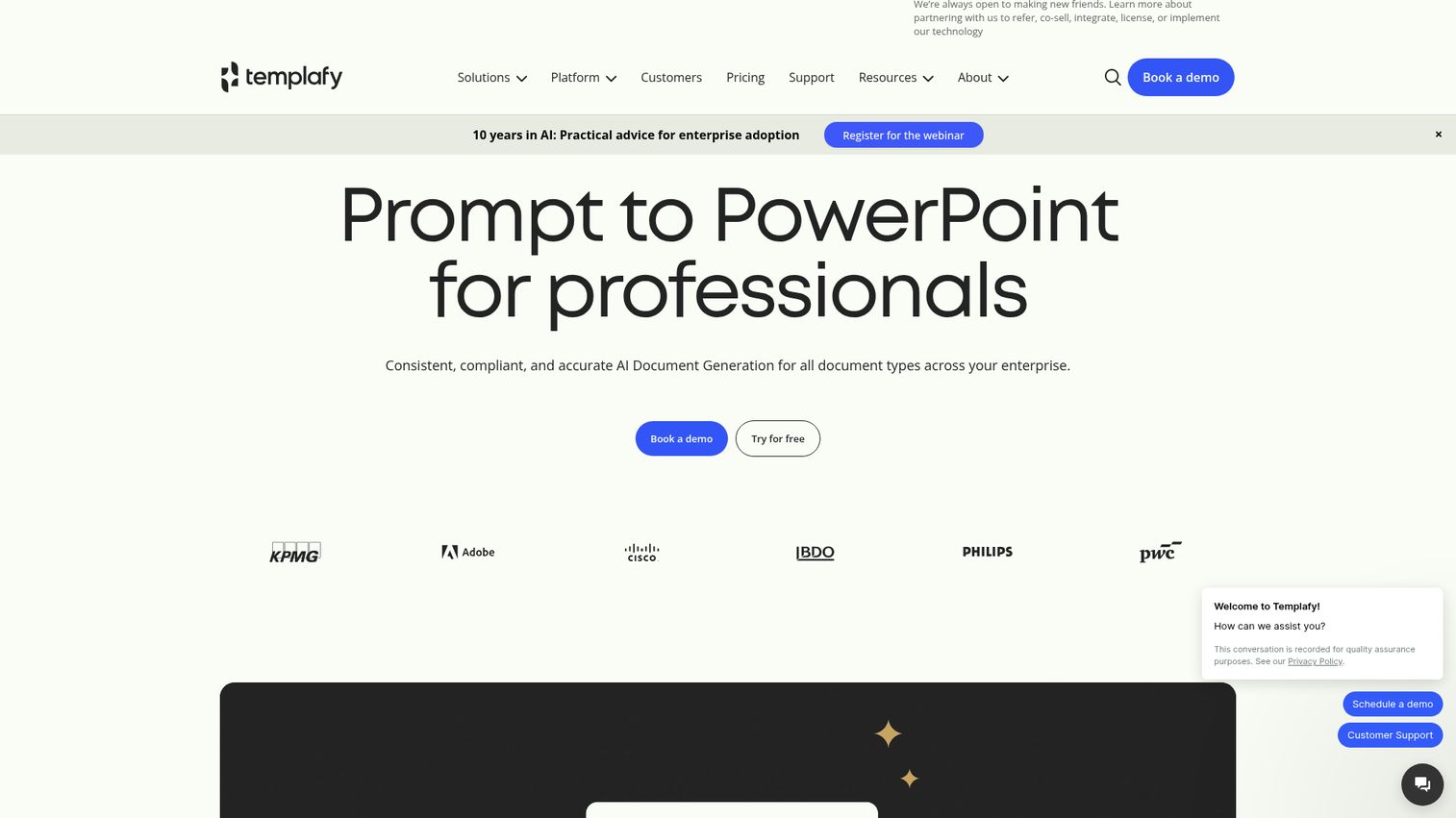 Templafy homepage