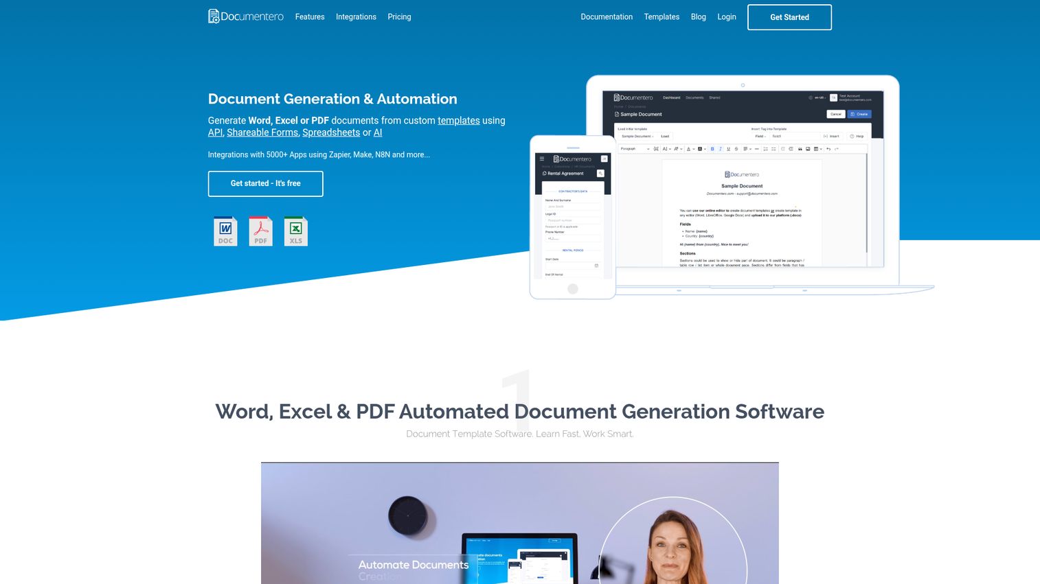 Documentero homepage