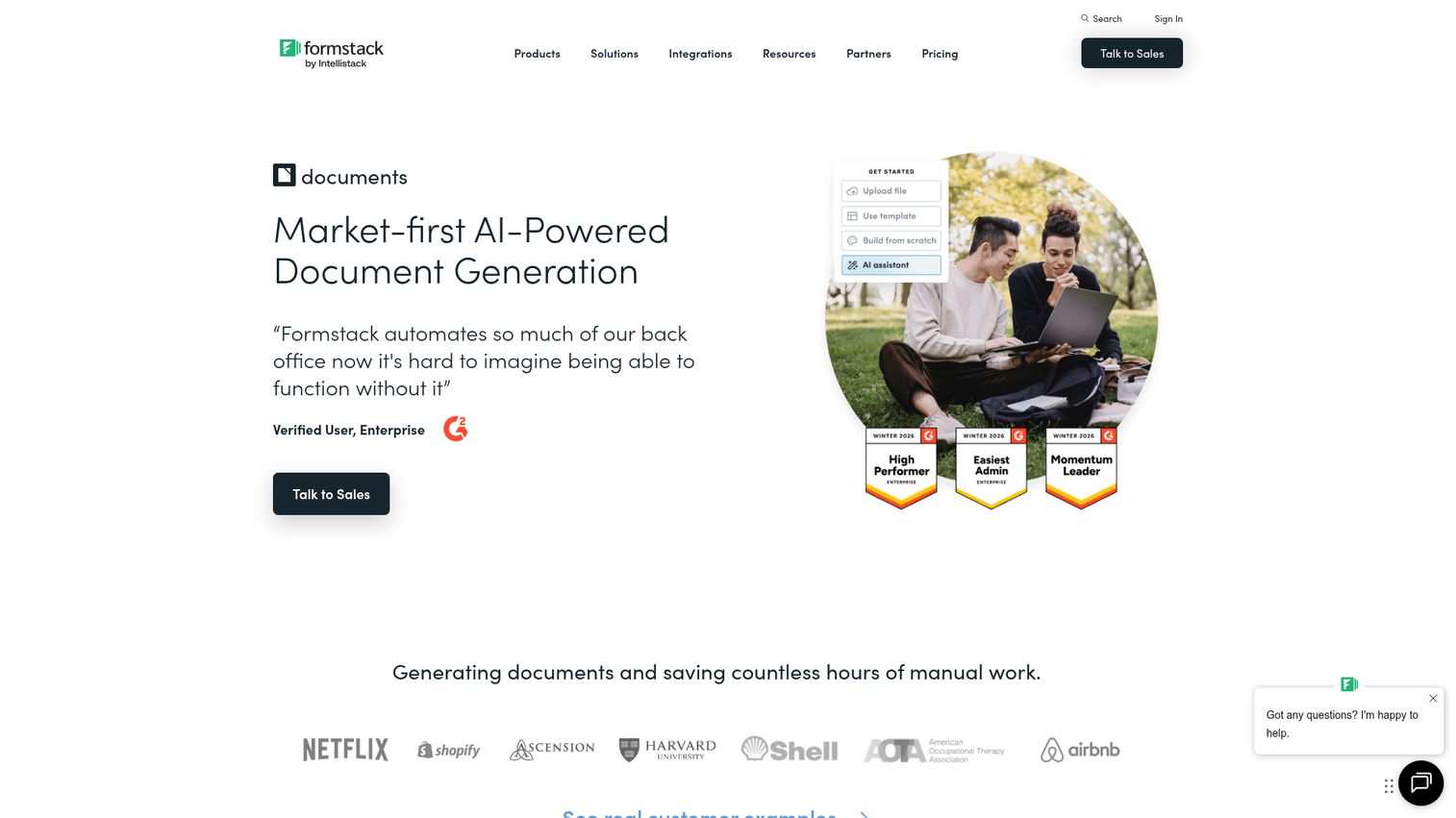 Formstack Documents homepage