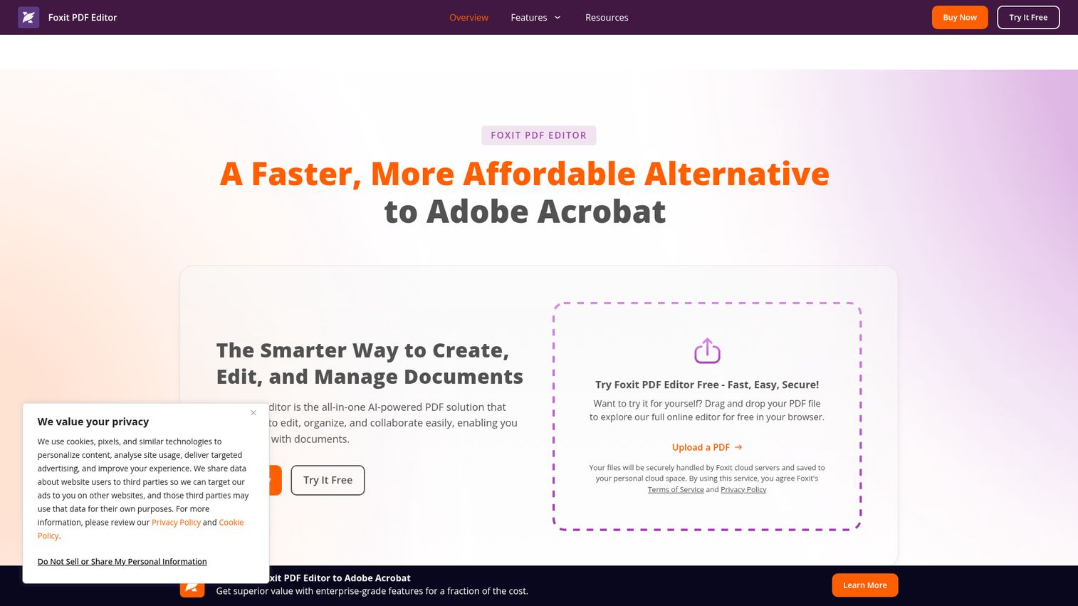 Foxit PDF Editor homepage
