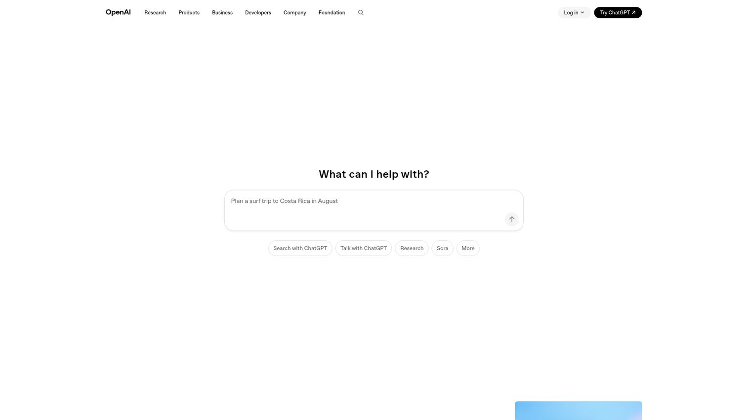 OpenAI homepage