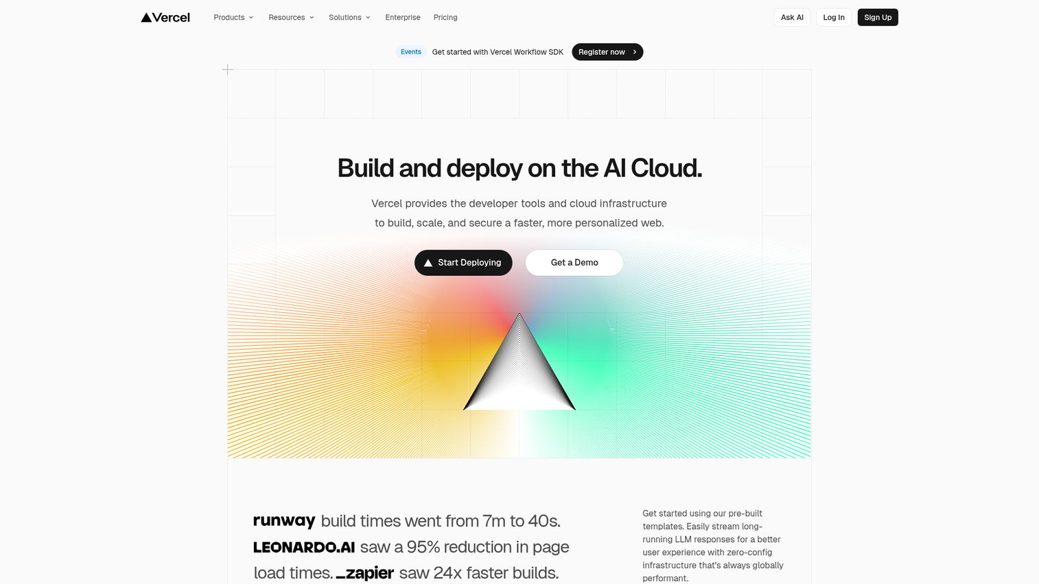 Vercel homepage