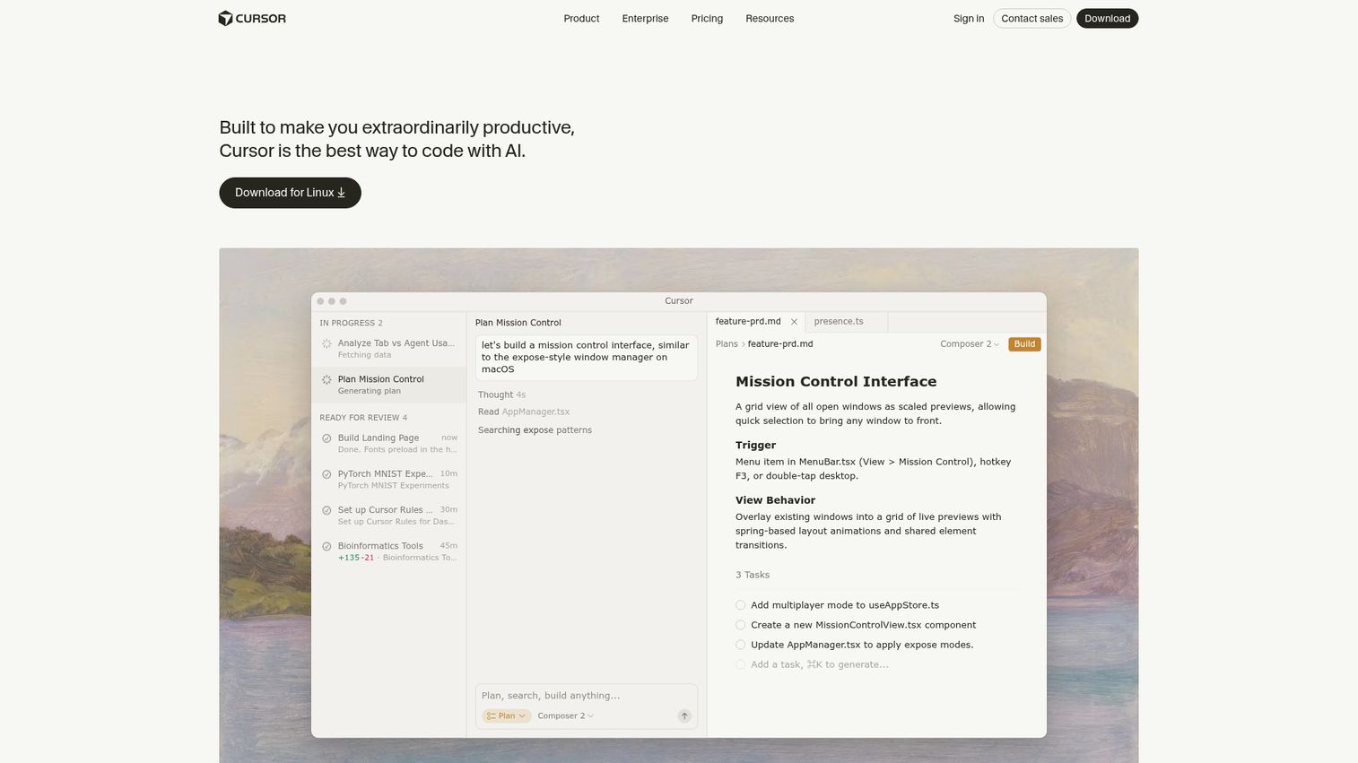 Cursor homepage