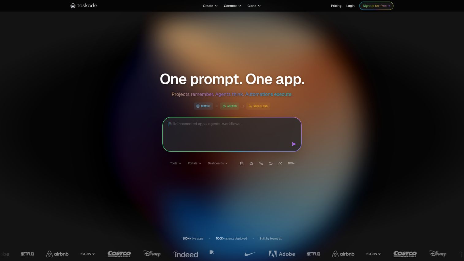 Taskade homepage