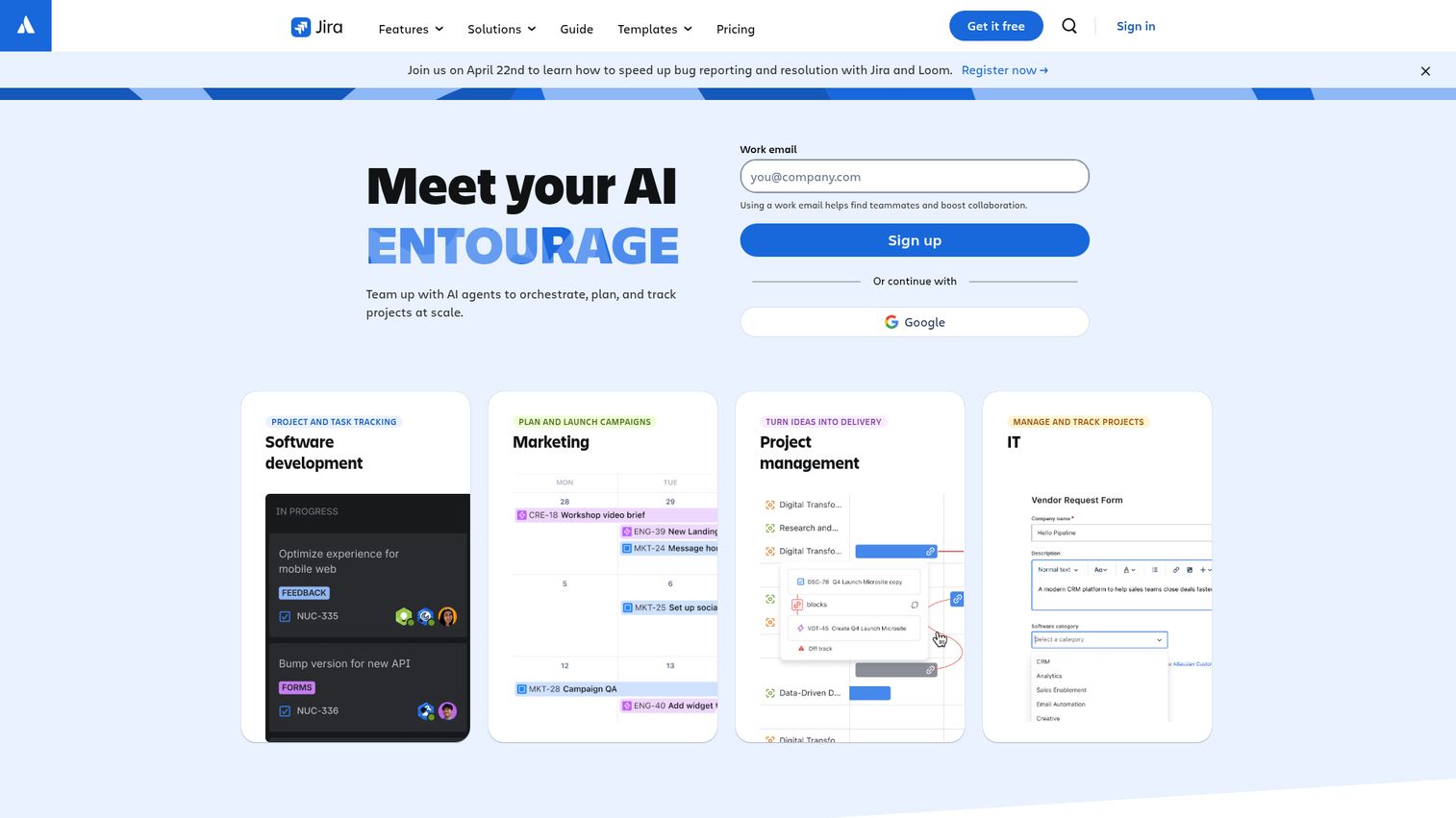 Jira homepage