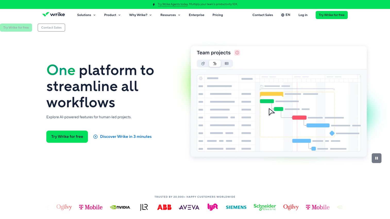 Wrike homepage