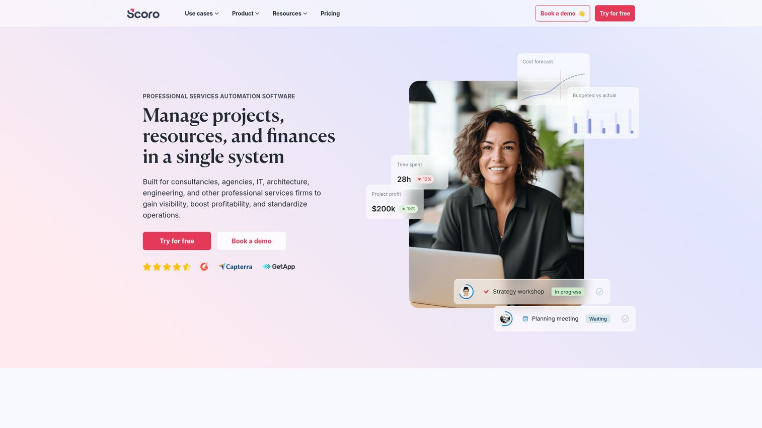Scoro homepage