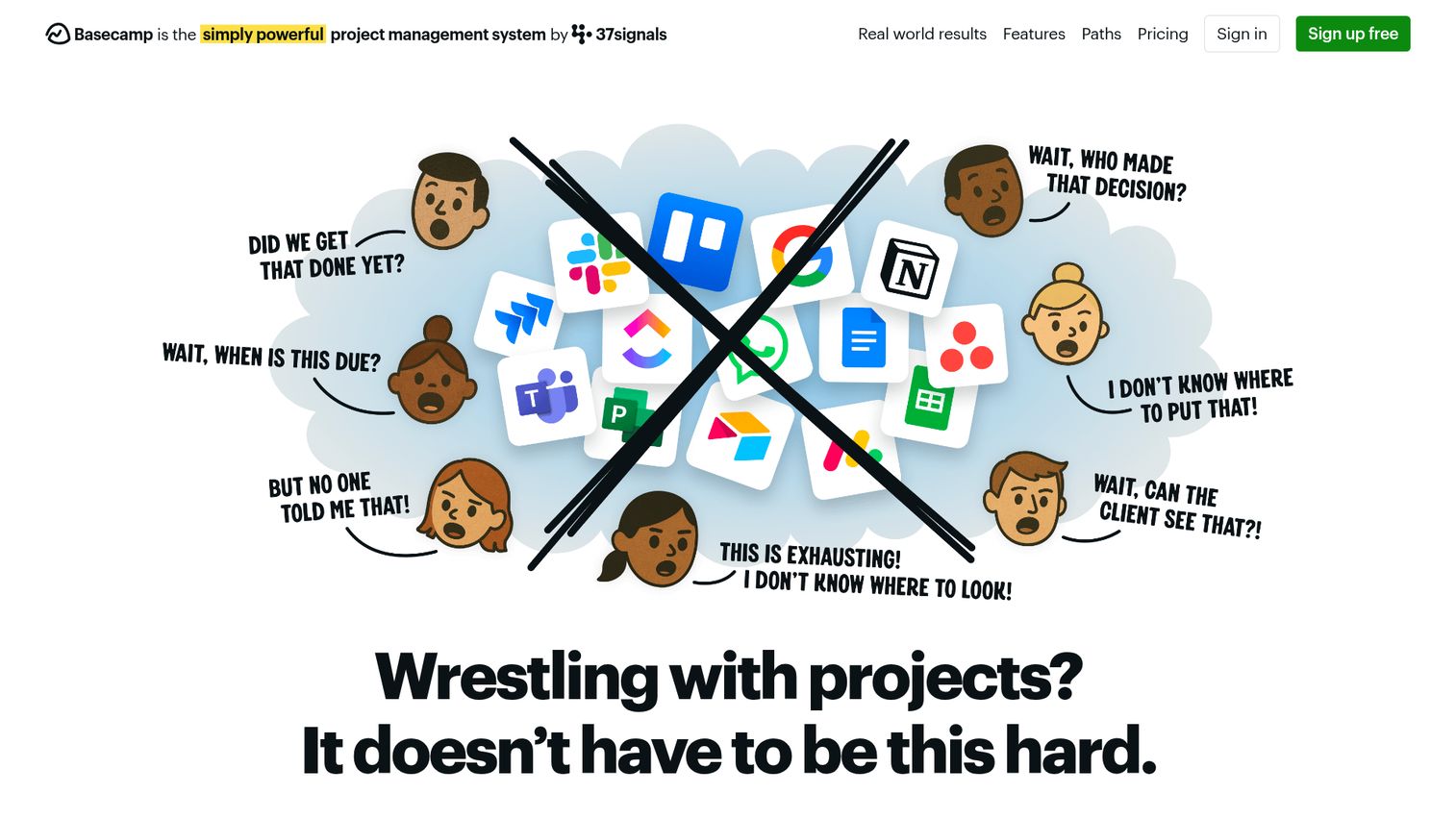 Basecamp homepage