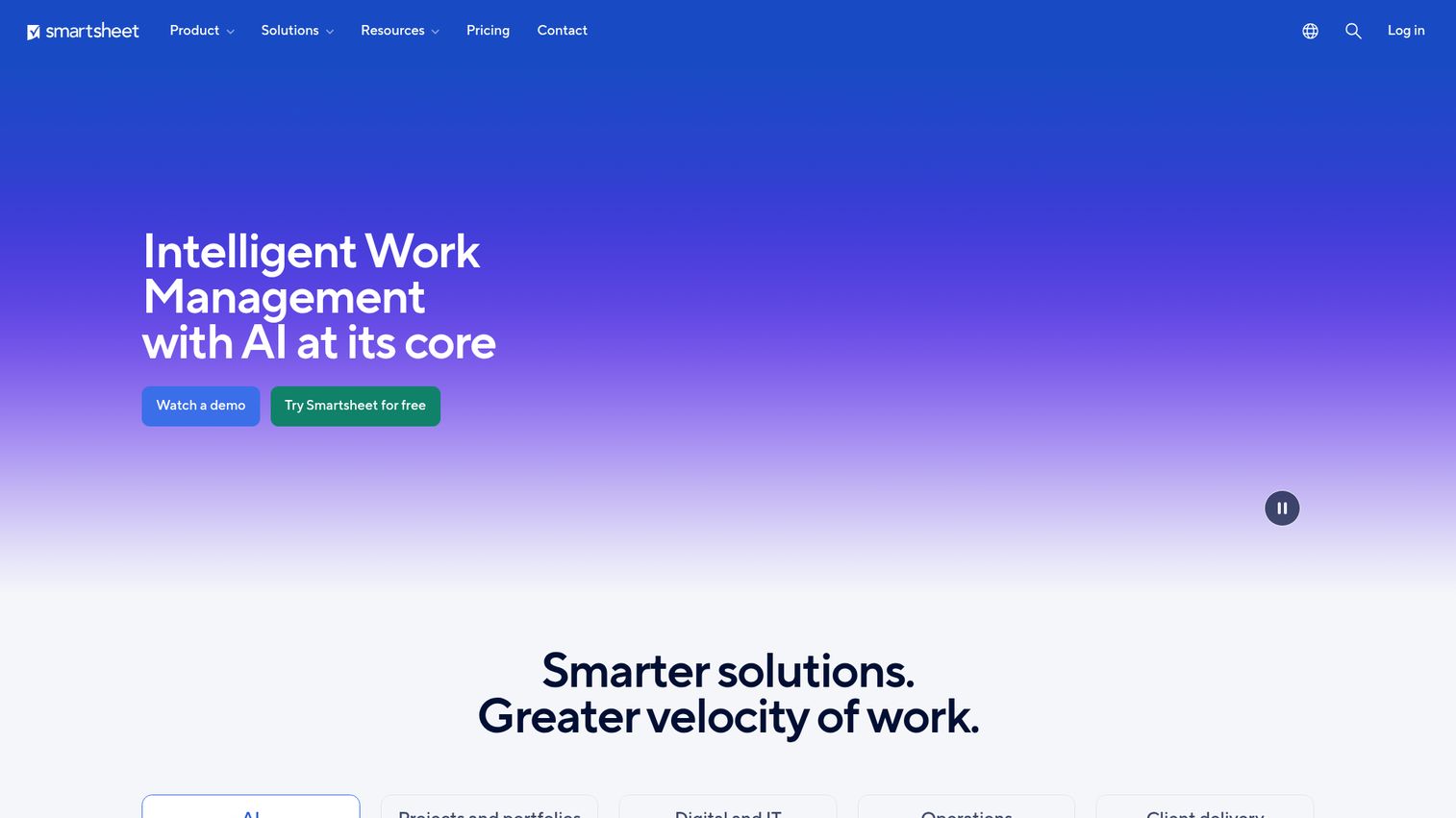 Smartsheet homepage