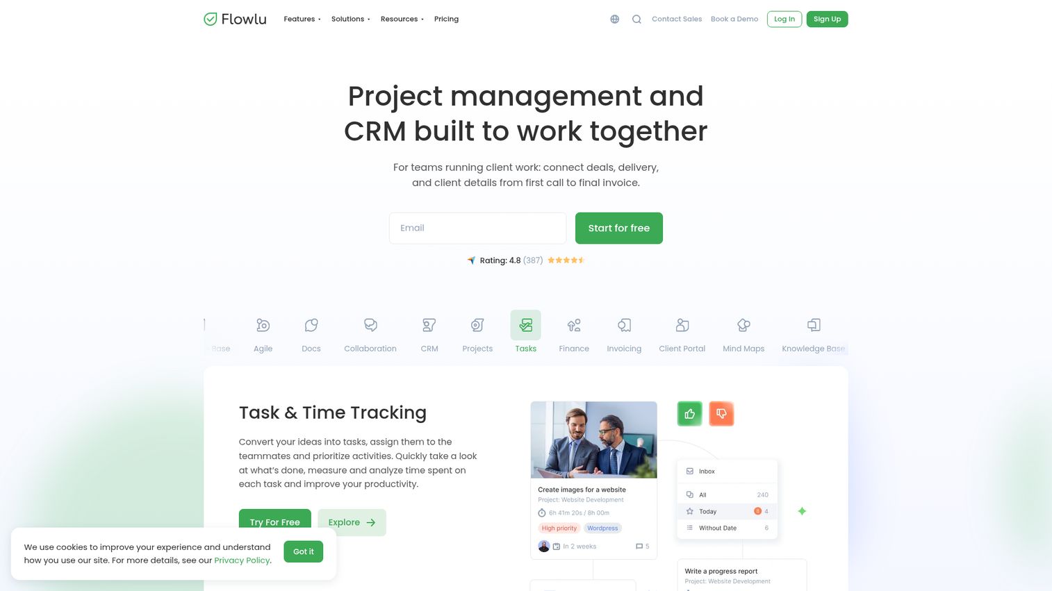 Flowlu homepage
