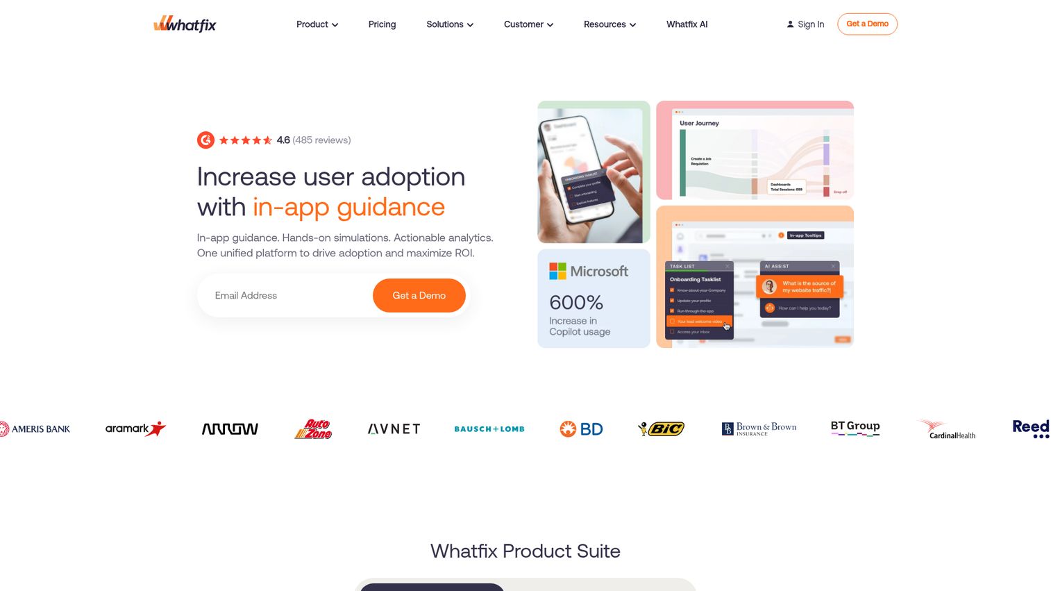 Whatfix homepage