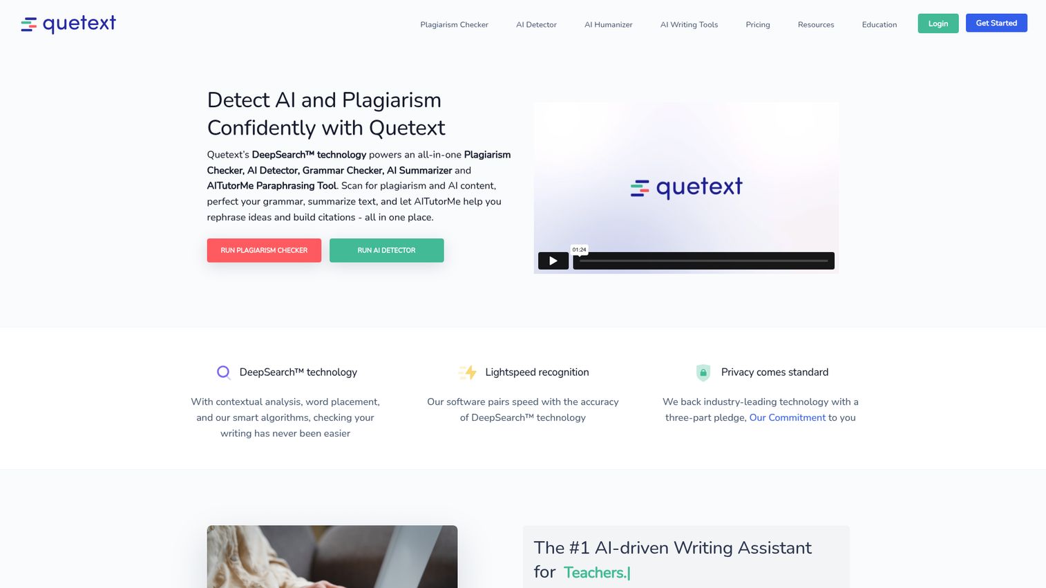 Quetext homepage
