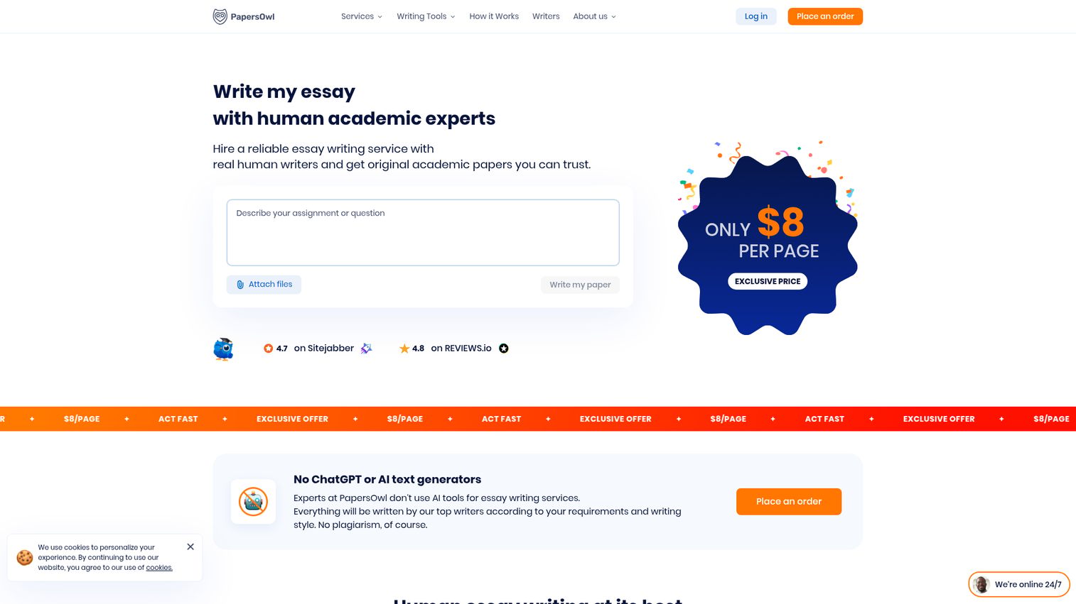 PapersOwl homepage