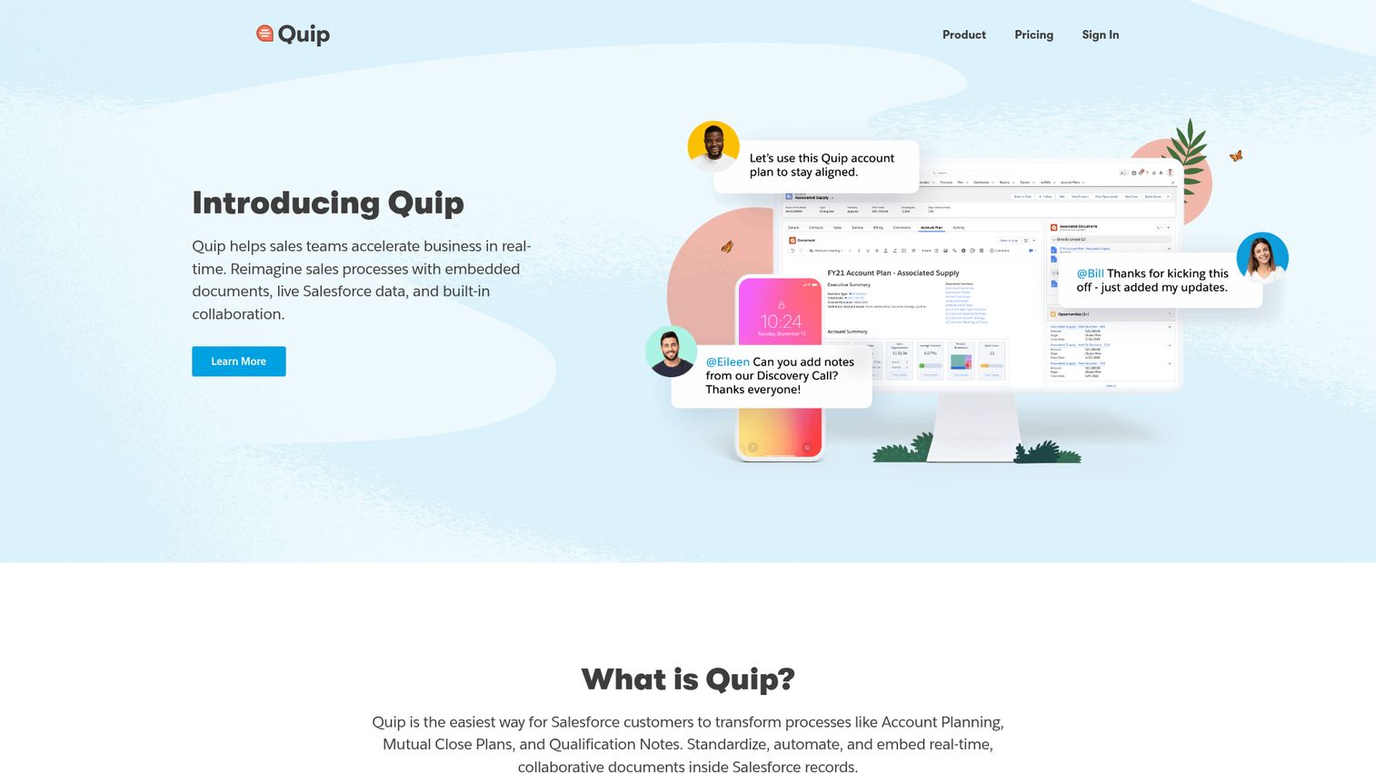 Quip homepage