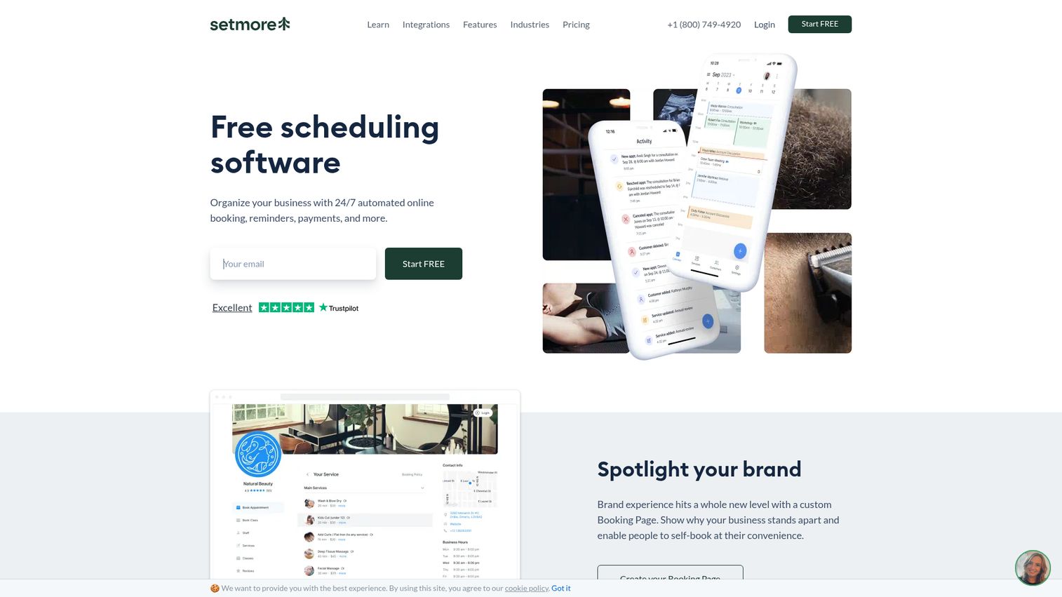 Setmore homepage