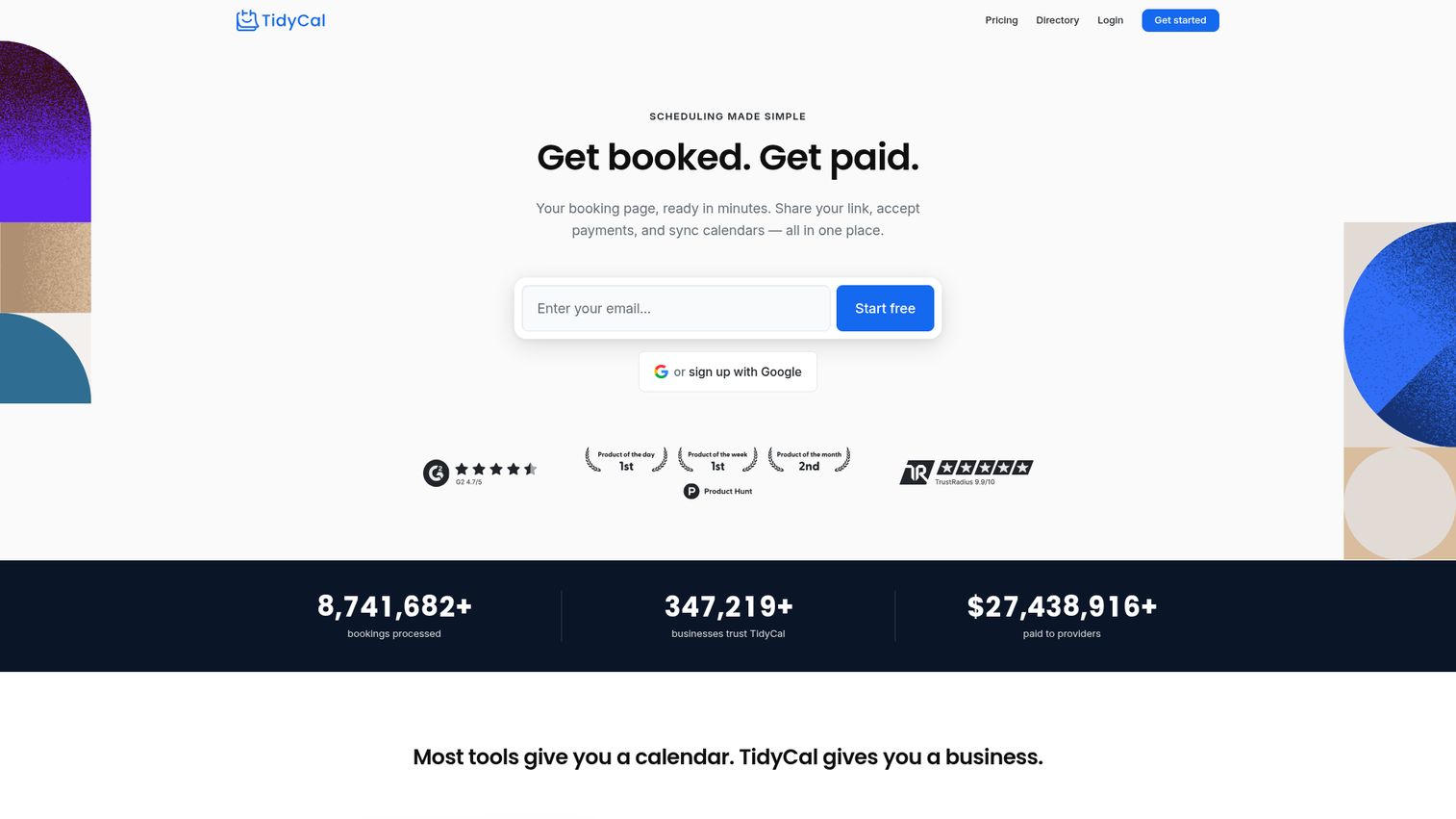 TidyCal homepage