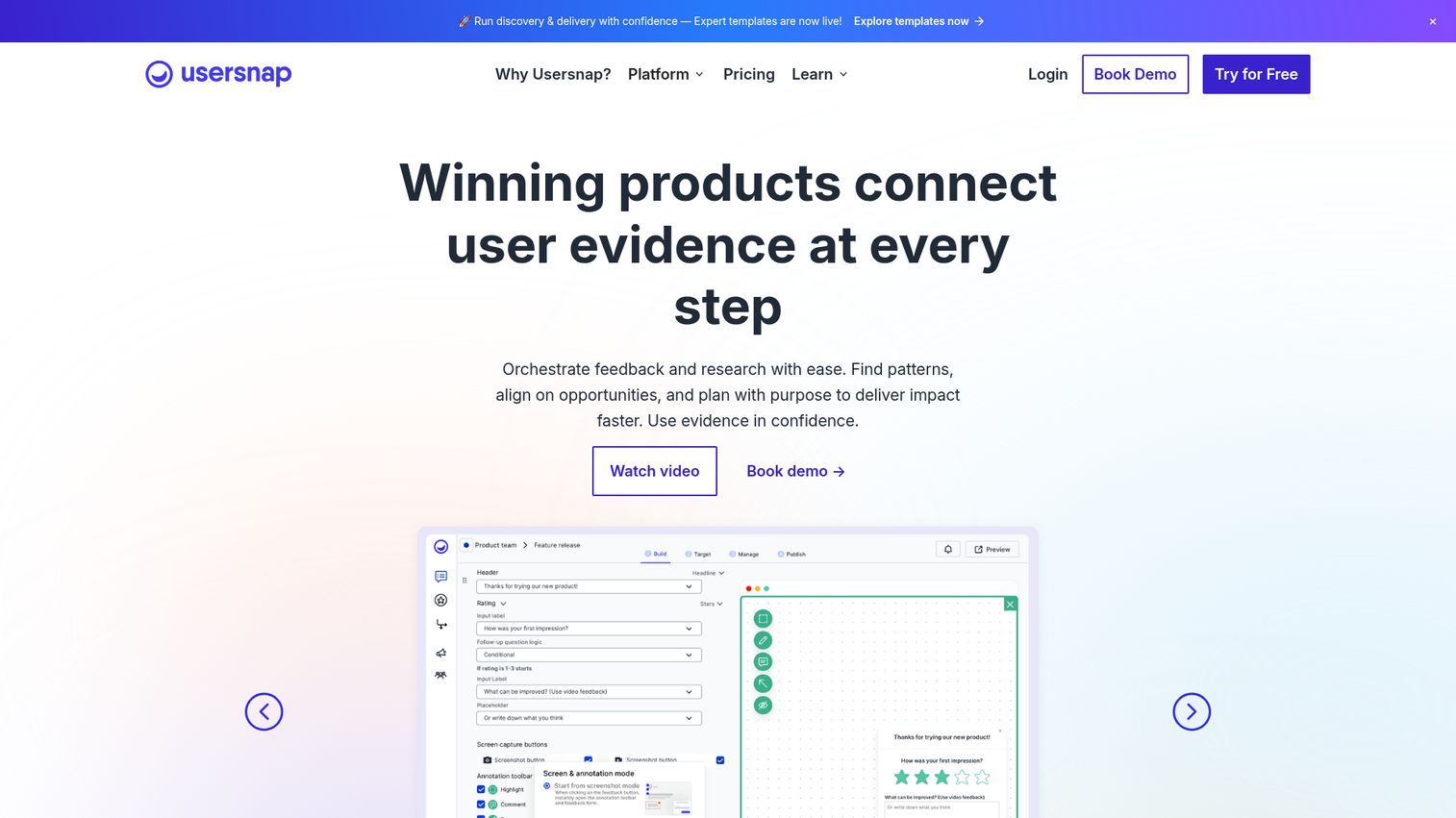 Usersnap homepage
