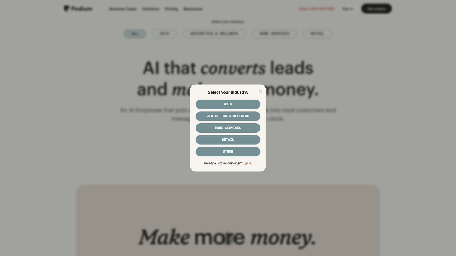 Podium homepage