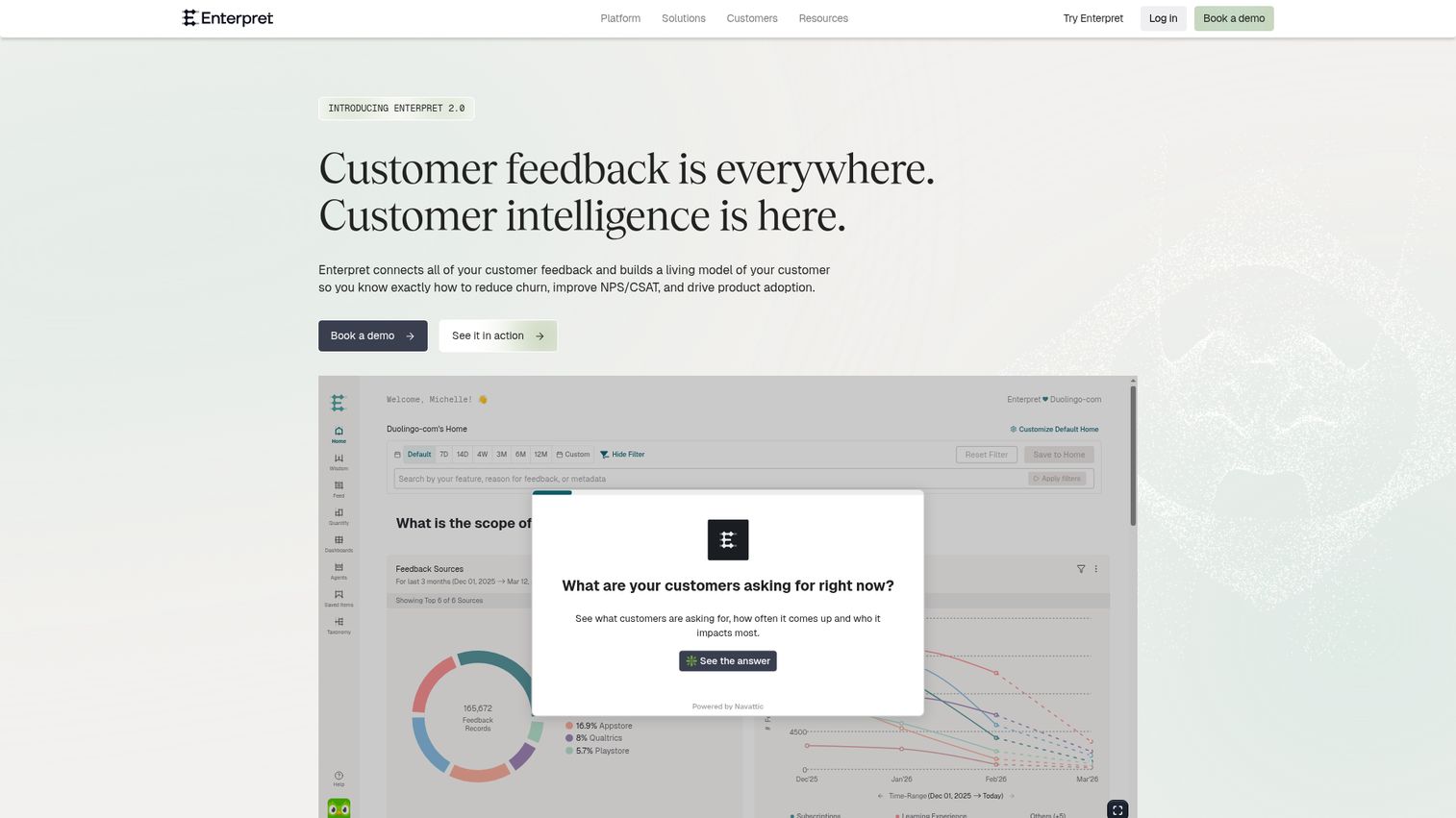 Enterpret homepage