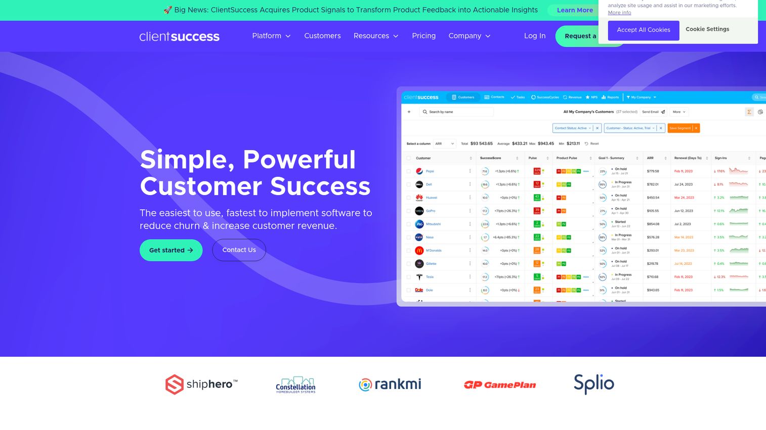 ClientSuccess homepage