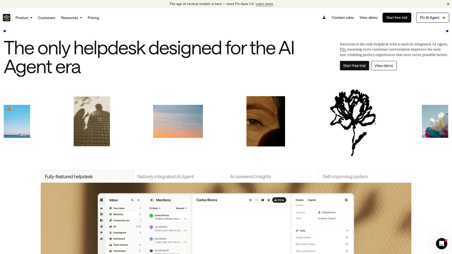 Intercom homepage