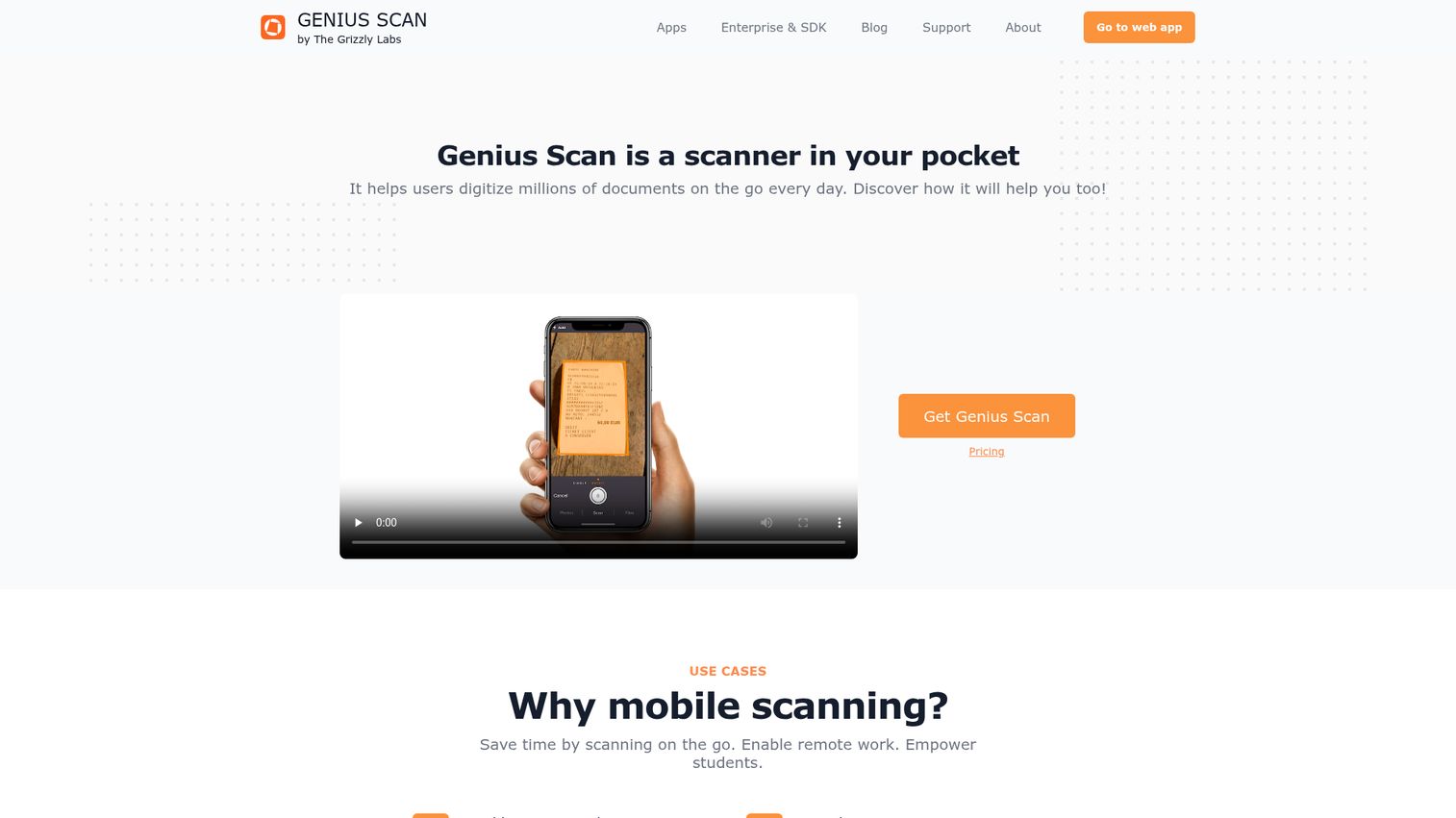 Genius Scan homepage