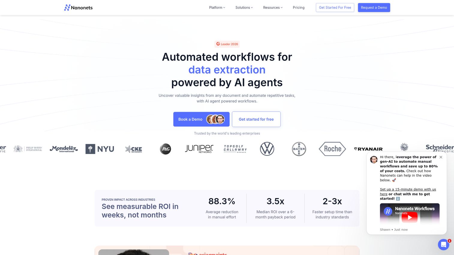 Nanonets homepage