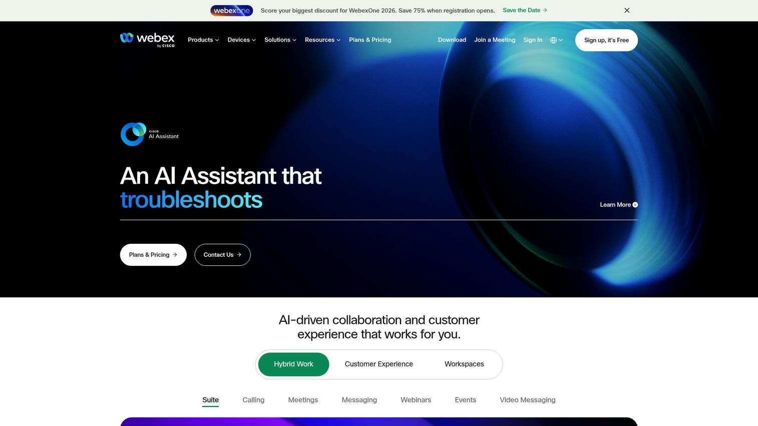 Webex by Cisco homepage