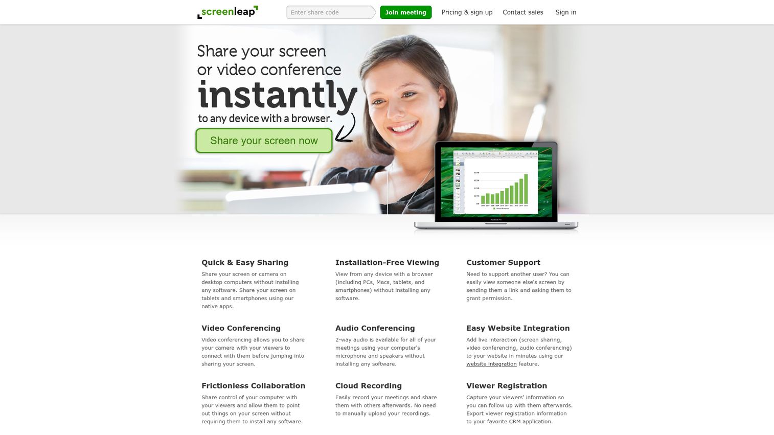 Screenleap homepage