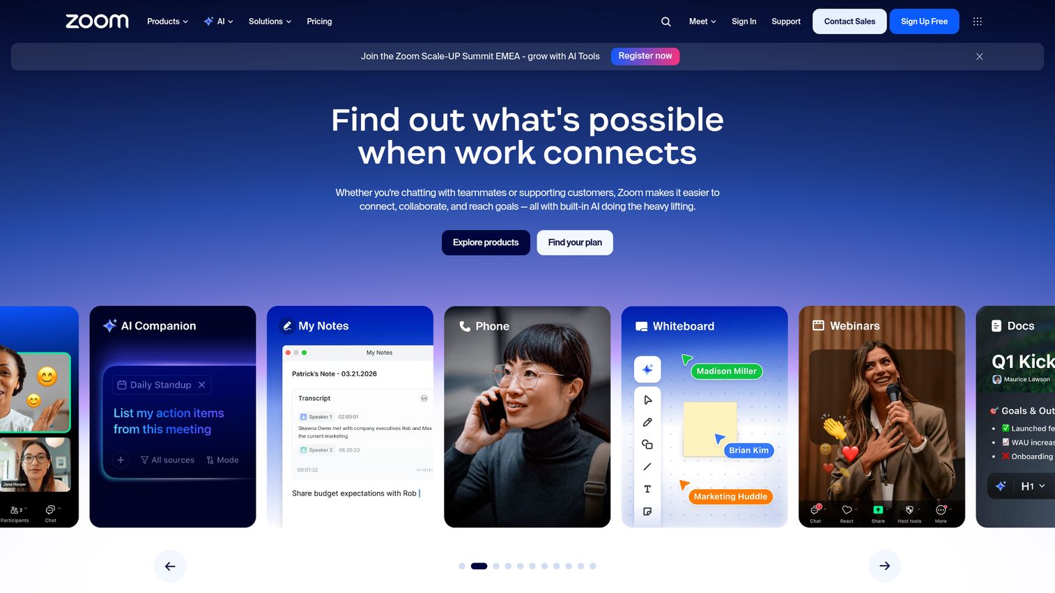 Zoom homepage